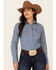 Image #1 - Wrangler Women's Solid Chambray Denim Long Sleeve Snap Western Core Shirt, Blue, hi-res