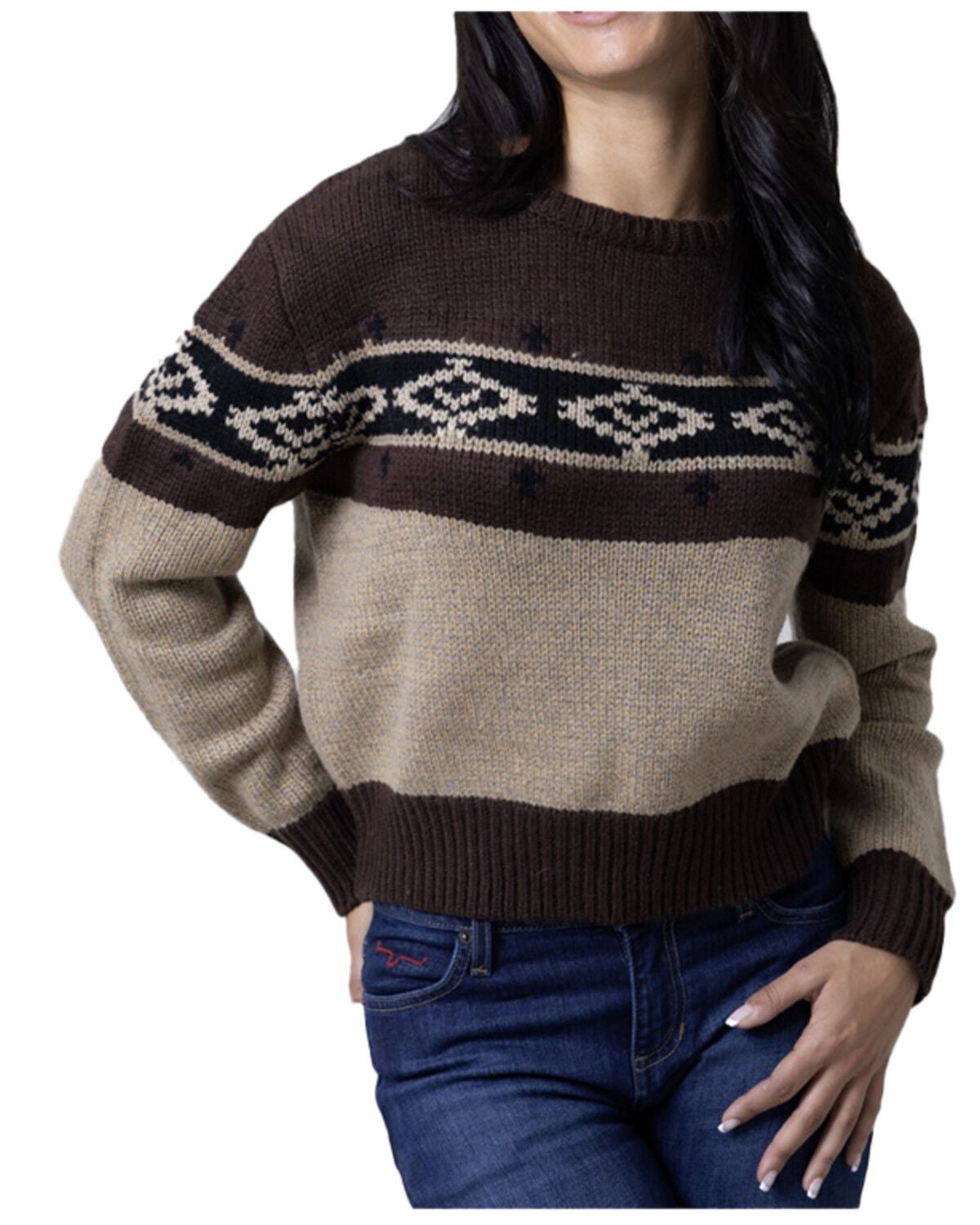 Kimes Ranch Women's Chama Southwestern Print Sweater, Brown, hi-res