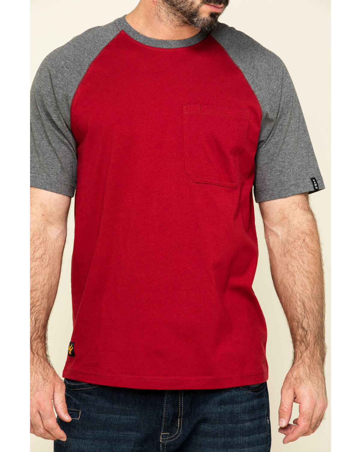 Image #4 - Hawx Men's Red Midland Short Sleeve Baseball Work T-Shirt, Red, hi-res