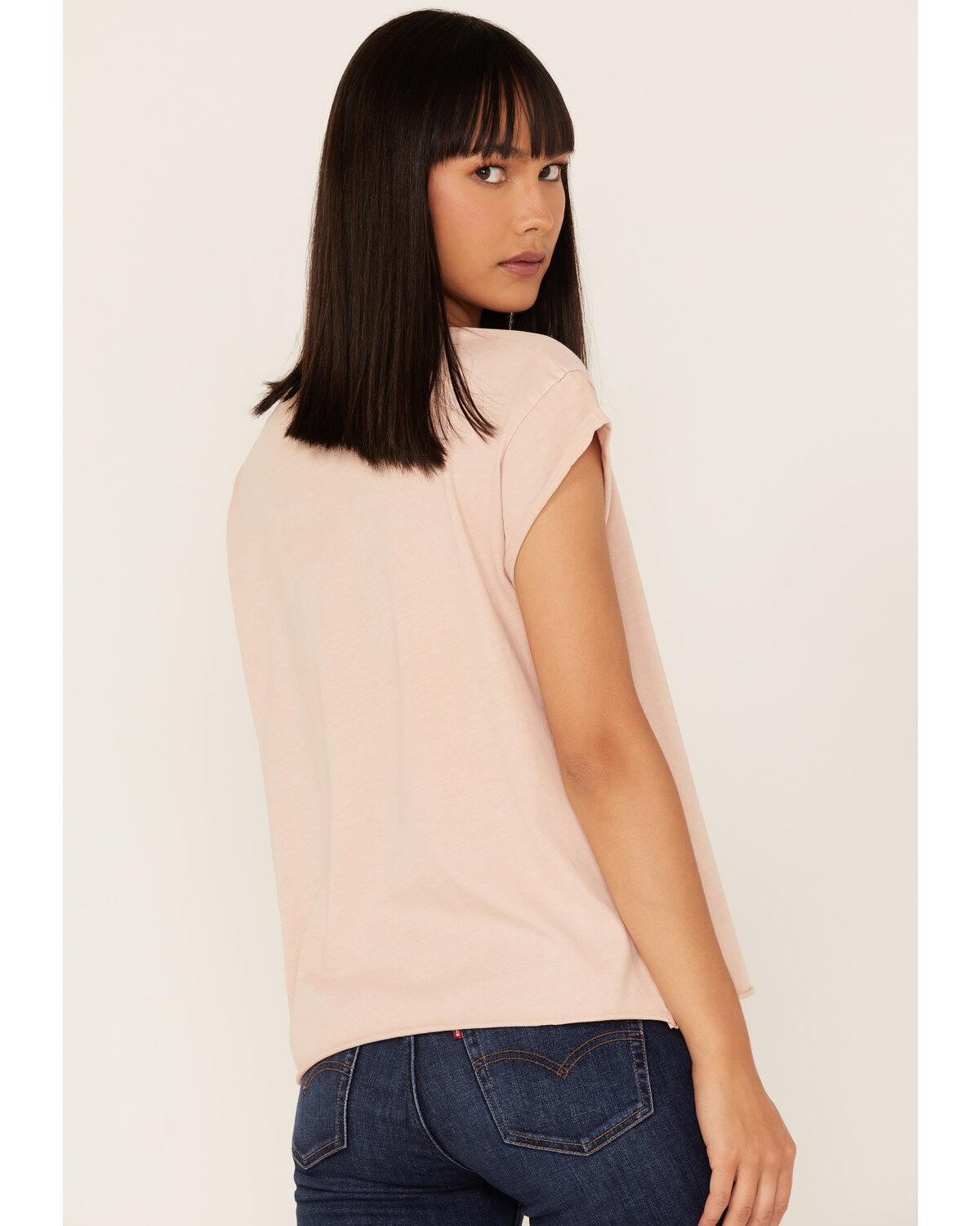 Image #4 - Cleo + Wolf Women's Motorcycle Raceway Vintage Graphic Tee, Peach, hi-res