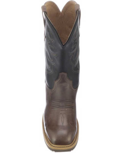 Image #6 - Lucchese Men's Welted Waterproof Western Work Boots - Steel Toe, Black/brown, hi-res