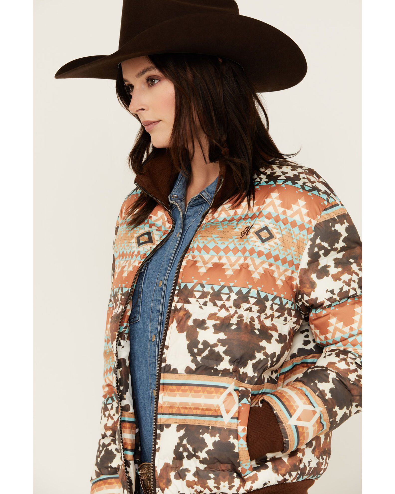 Hooey Women\'s Southwestern Print Quilted Track Jacket | Pueblo Mall
