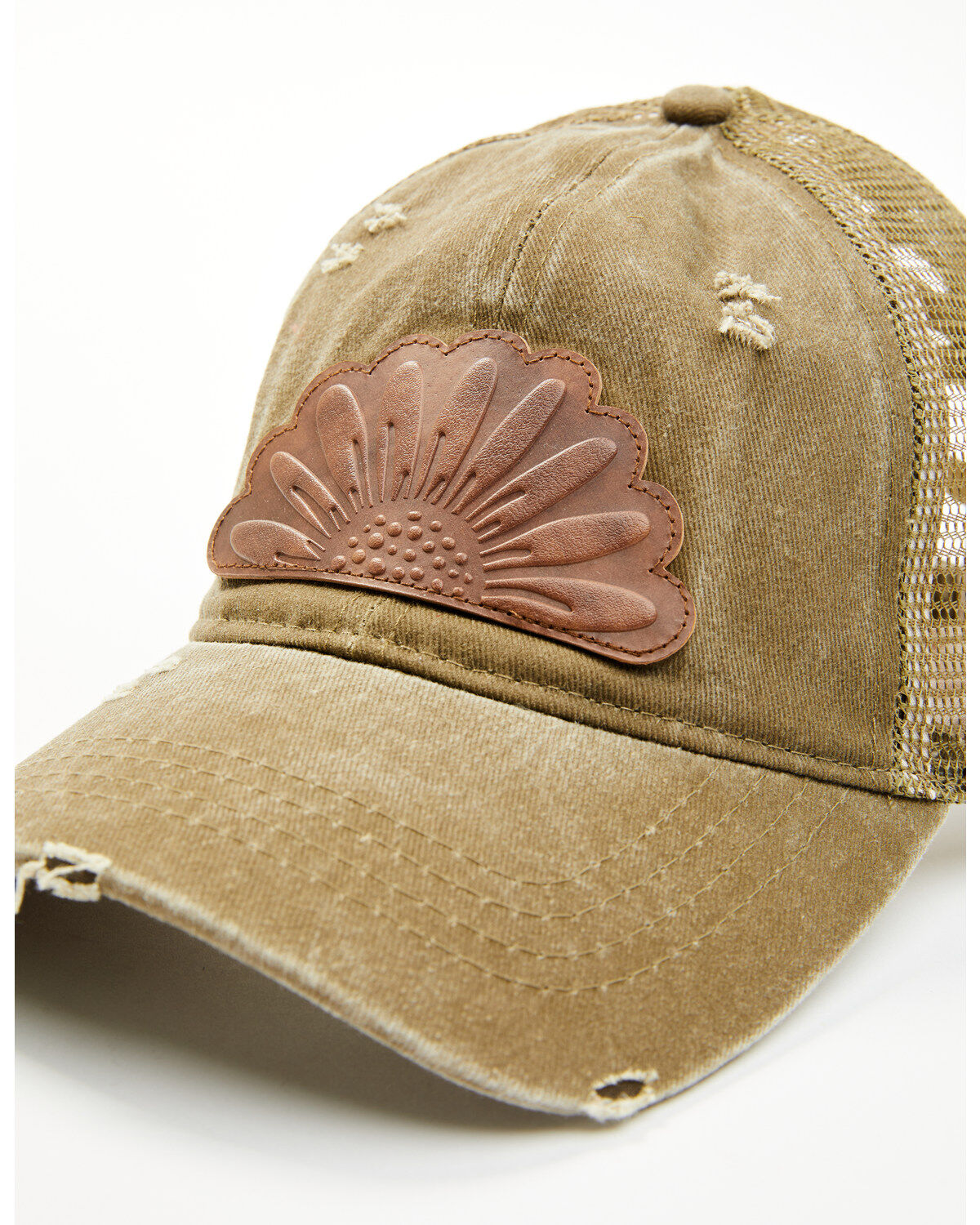 Image #2 - Shyanne Women's Faux Leather Patch Pony Tail Baseball Cap, Olive, hi-res