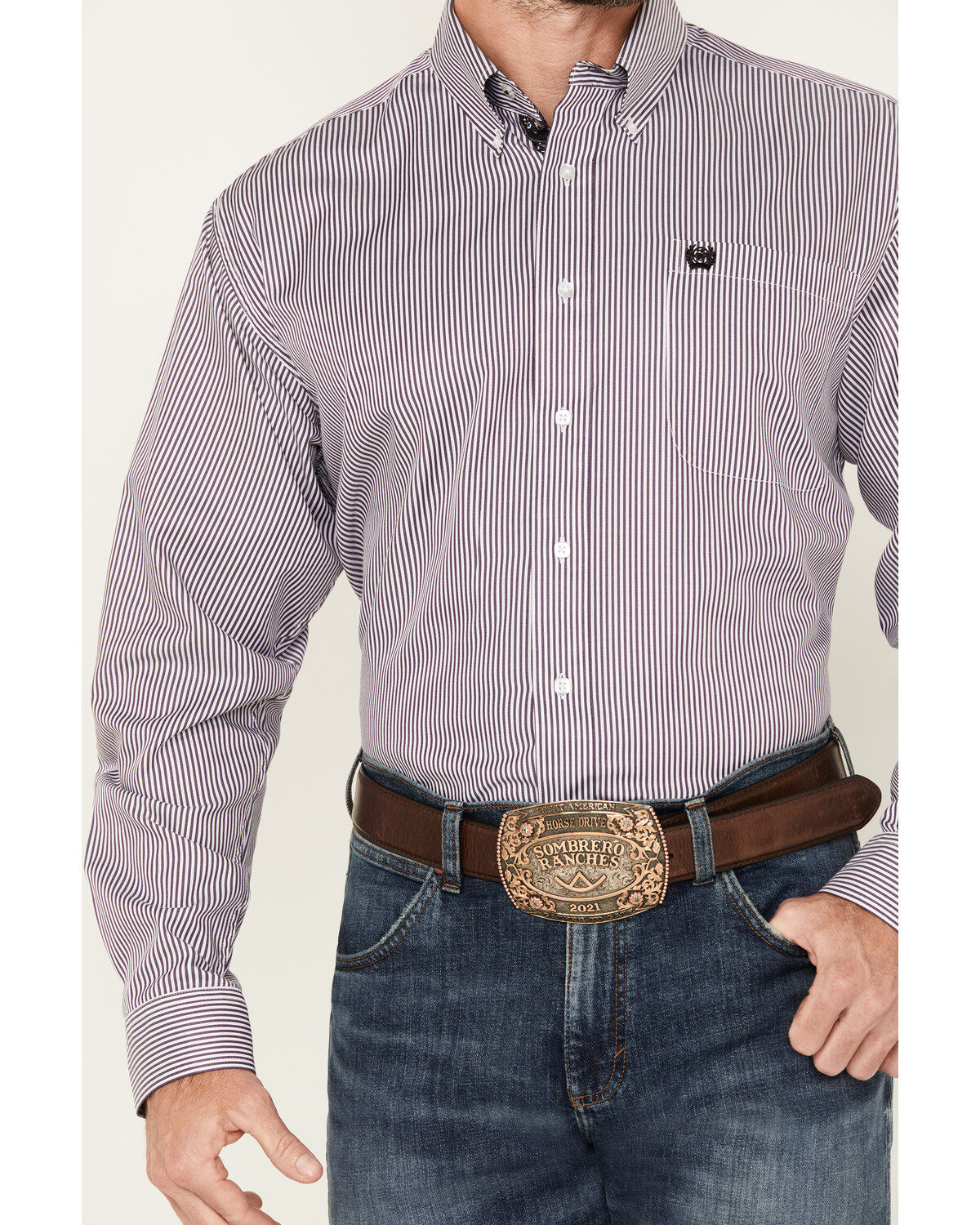 Product Name:  Cinch Men's Tencel Striped Long Sleeve Button-Down Western Shirt