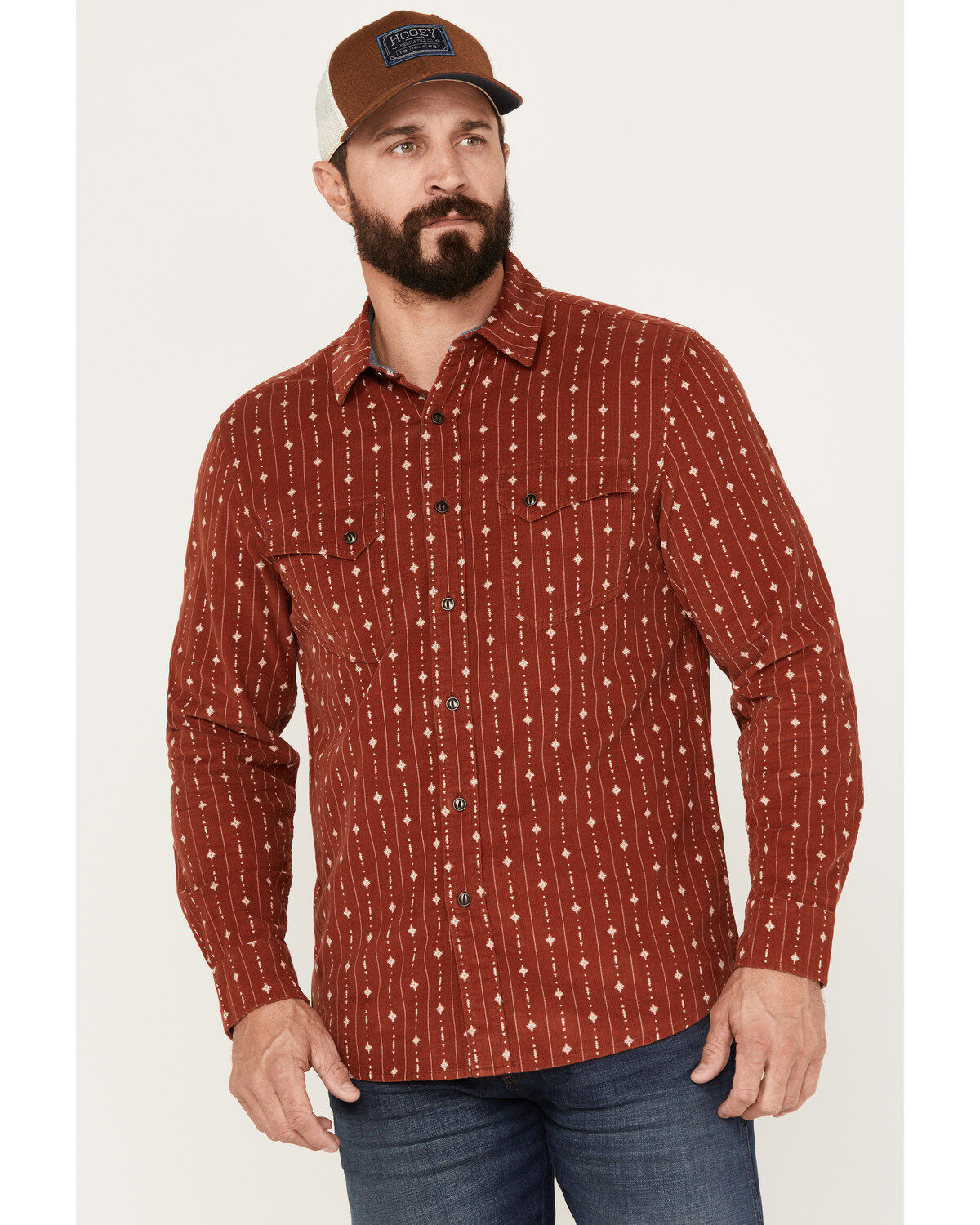 Image #1 - Pendleton Men's Corduroy Long Sleeve Western Snap Shirt, Rust Copper, hi-res