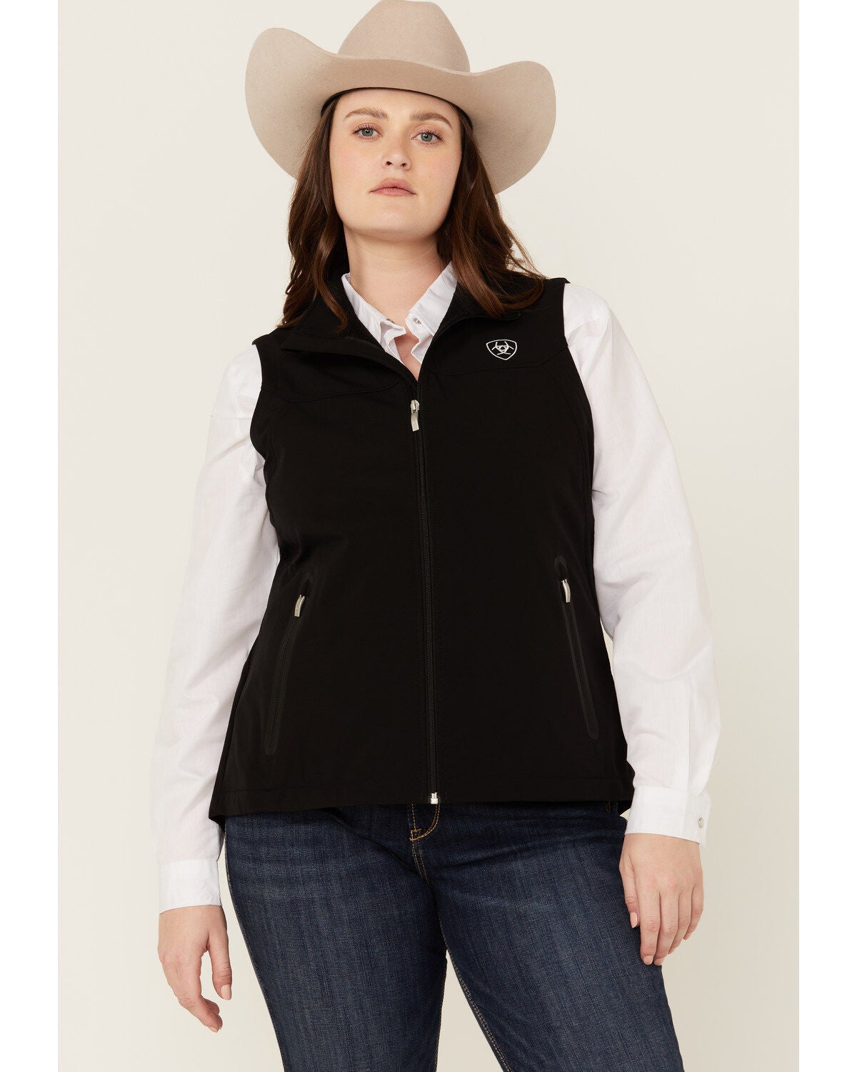 Ariat Women's Team Softshell Vest - Plus, Black, hi-res