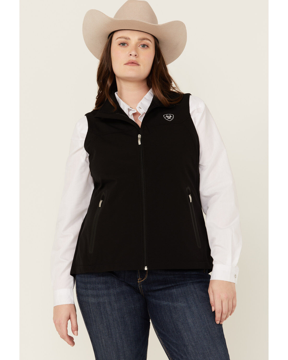 Image #1 - Ariat Women's Team Softshell Vest - Plus, Black, hi-res