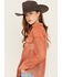 Very J Women's Crochet Button-Down Shacket , Rust Copper, hi-res
