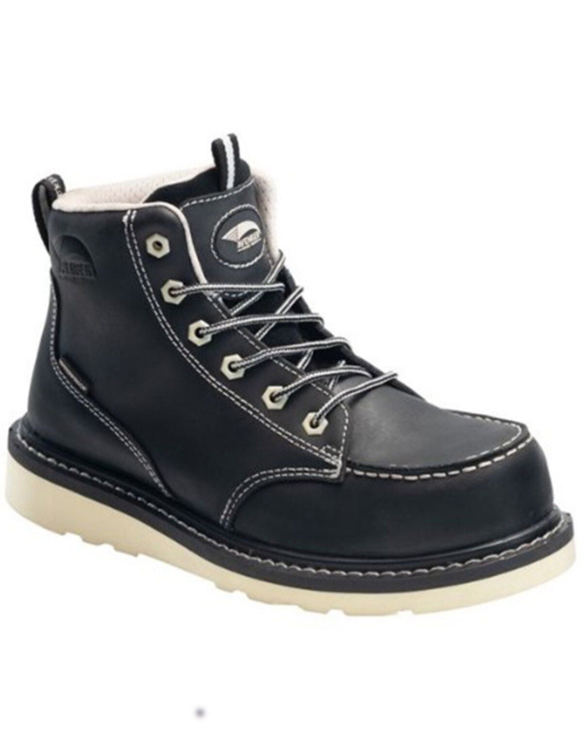 Avenger Women's Mid 6" Lace-Up Waterproof Wedge Work Boots - Carbon Toe, Black, hi-res