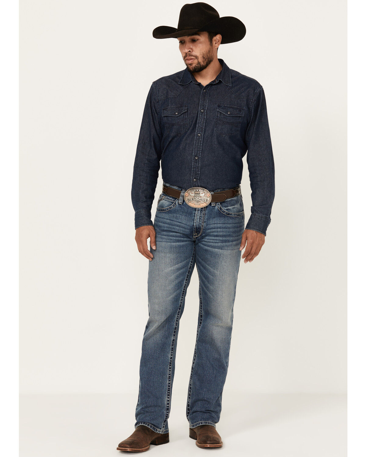 Image #1 - Ariat Men's M2 Medium Wash Relaxed Bootcut Stretch Denim Jeans - Big, Medium Wash, hi-res
