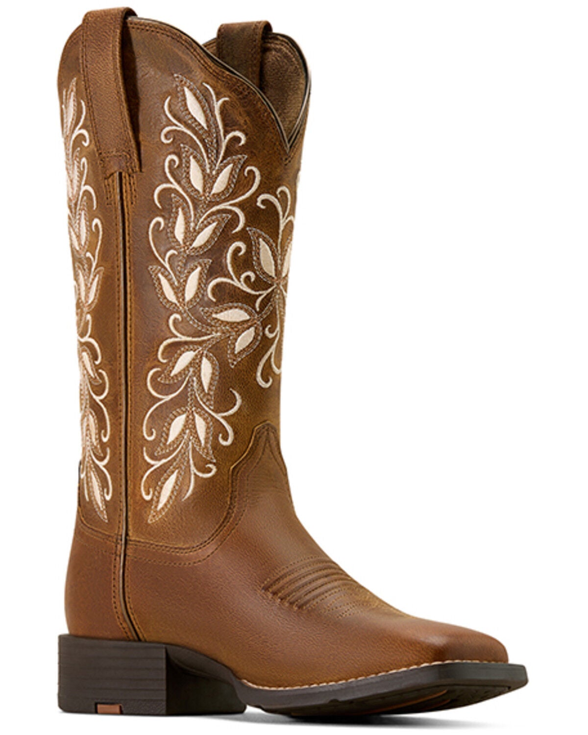 Ariat Women's Round Up Holly Performance Western Boots - Broad Square Toe, Brown, hi-res