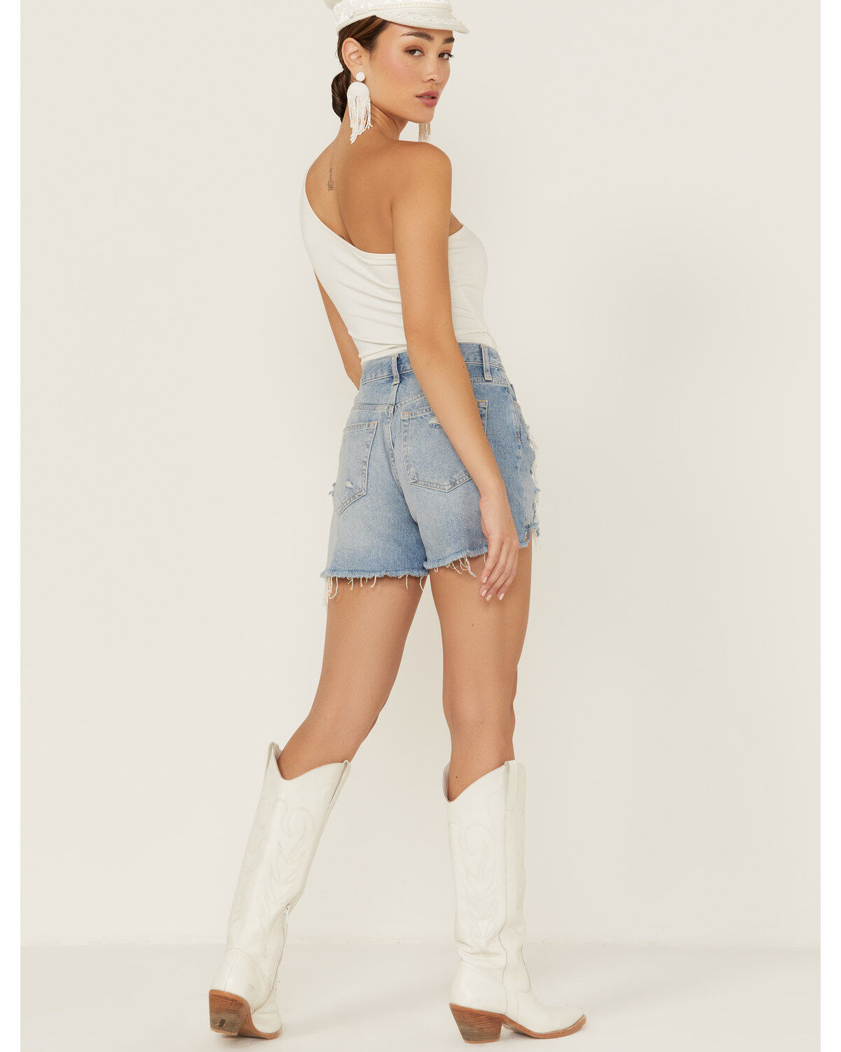 Image #3 - Free People Women's Maggie Kiss Me Distressed Shorts, Medium Wash, hi-res