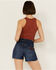 Image #4 - Fornia Women's Floral High Neck Cropped Top , Rust Copper, hi-res