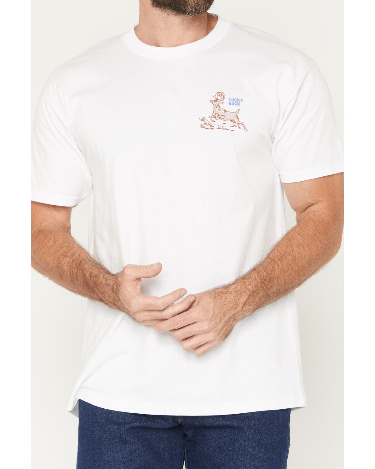Image #4 - Seager Men's Lucky Buck Short Sleeve Graphic T-Shirt, White, hi-res