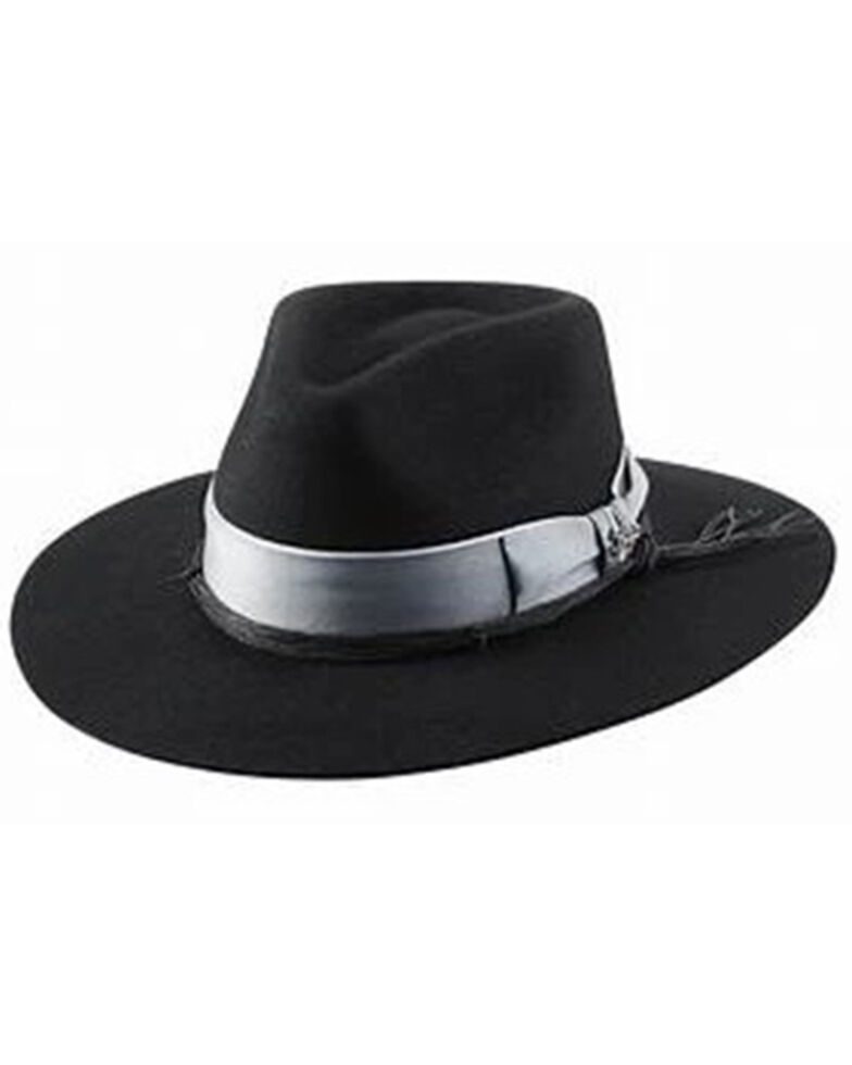 Bullhide Carte Blanche Weaved Ribbon Band Premium Wool Felt Western Hat - Black, Black, hi-res