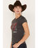 RANK 45 Women's Rise and Ride Short Sleeve Graphic Tee, Charcoal, hi-res