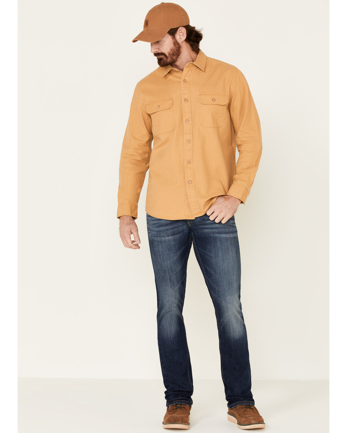 Image #2 - Pendleton Men's Mustard Beach Shack Solid Long Sleeve Western Shirt, Yellow, hi-res
