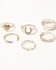Image #1 - Shyanne Women's Gold Heart Rhinestone Ring Set - 6 Piece, Gold, hi-res