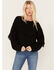 Rock & Roll Denim Women's Cable Knit Fringe Sweater, Black, hi-res