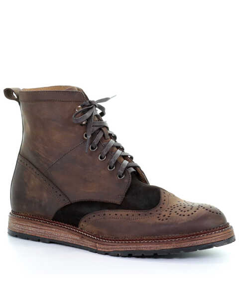 Circle G Men's Lace-Up Boots - Round Toe, Chocolate, hi-res