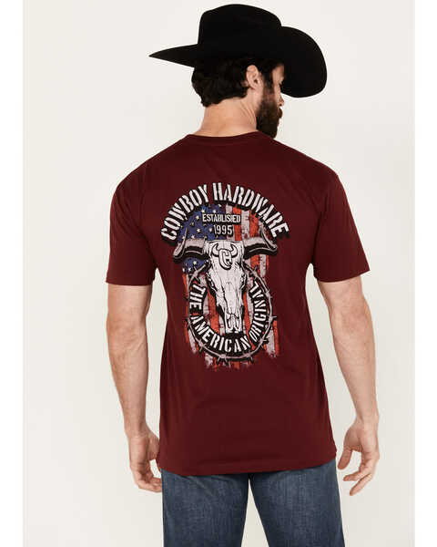 Image #4 - Cowboy Hardware Men's American Original Short Sleeve Graphic T-Shirt, Burgundy, hi-res