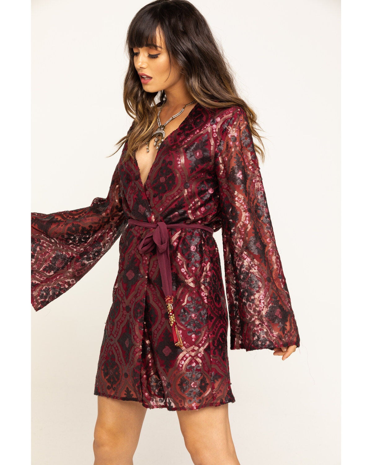 sequin mini wrap dress