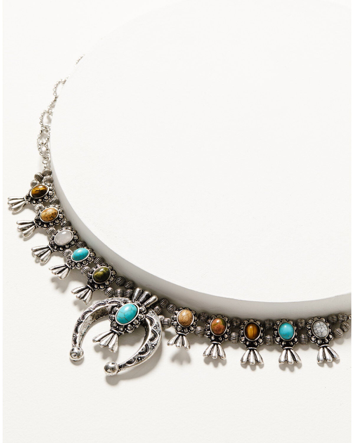 Shyanne Women's Bisbee Falls Silver Squash Blossom Necklace, Silver, hi-res