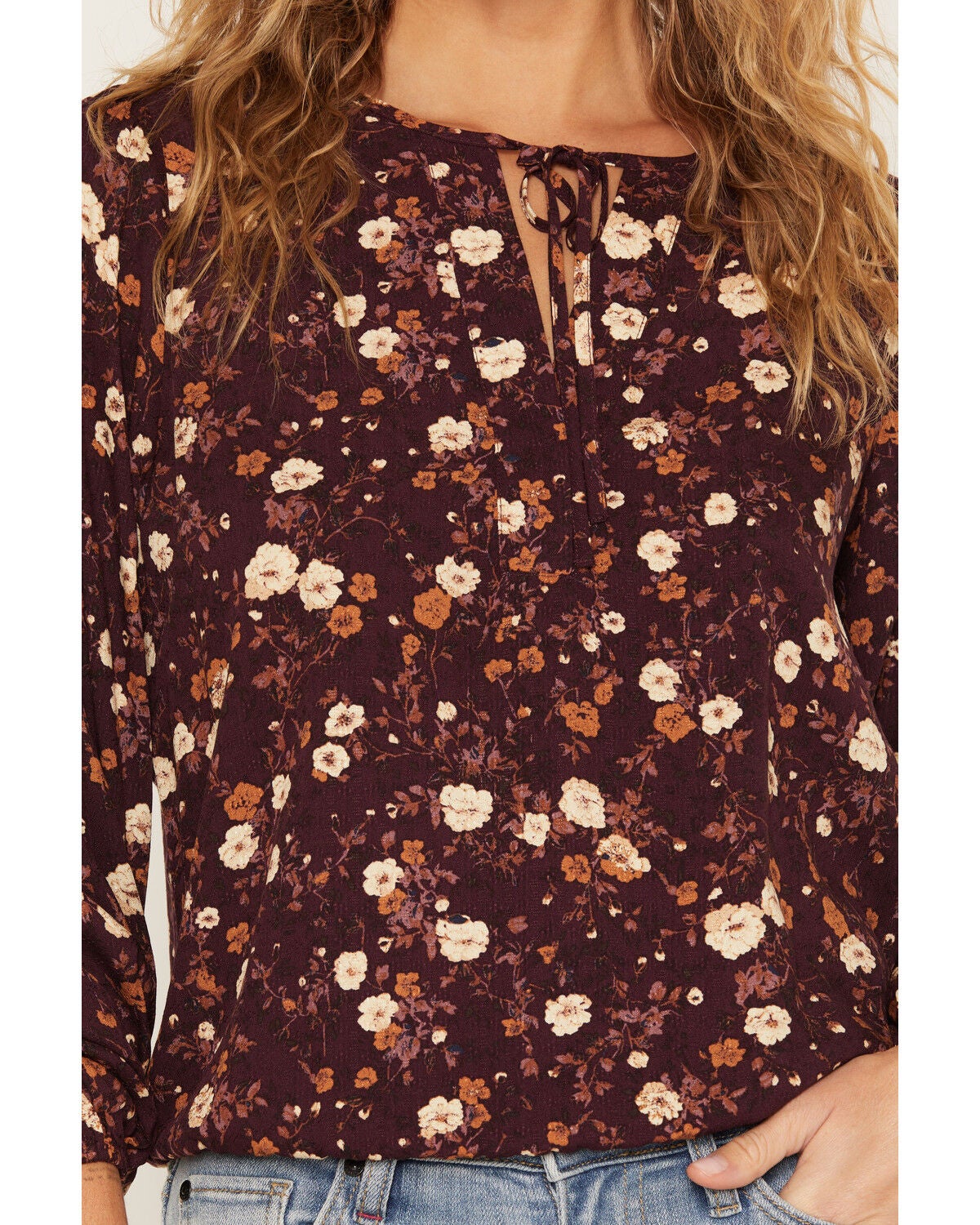 Image #3 - Idyllwind Women's Lynnbrook Floral Print Long Sleeve Blouse, Wine, hi-res