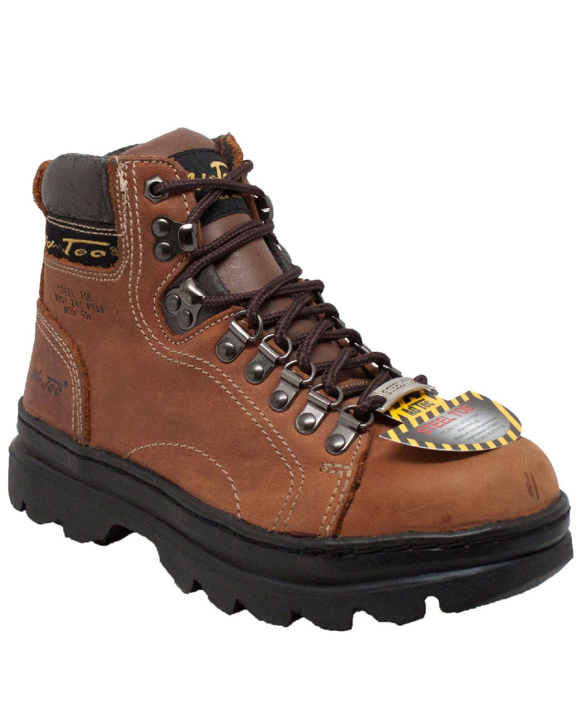 Ad Tec Women's Brown 6" Work Boots - Steel Toe, Brown, hi-res
