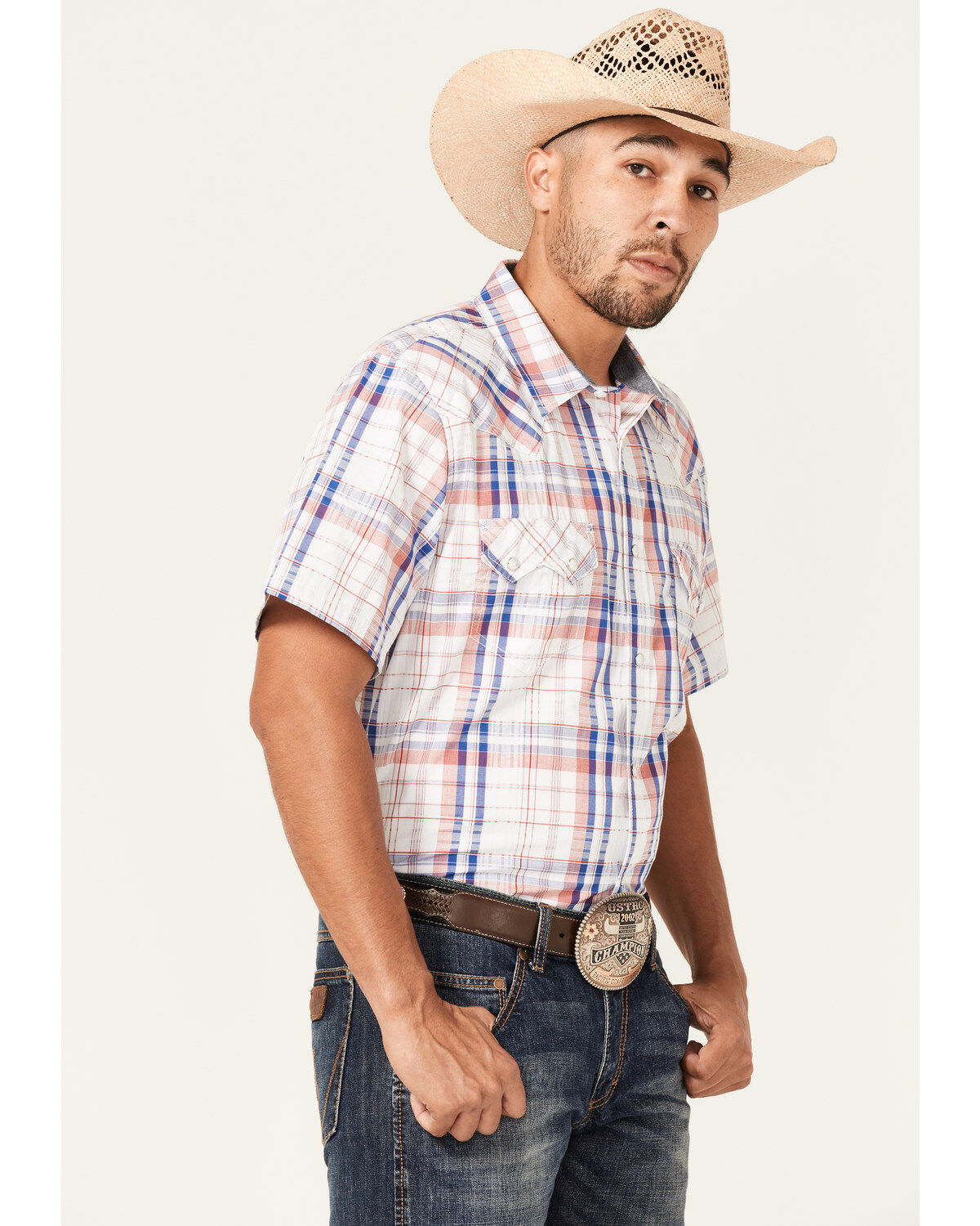 Image #2 - Cody James Men's Woodson Large Plaid Print Short Sleeve Snap Western Shirt, , hi-res