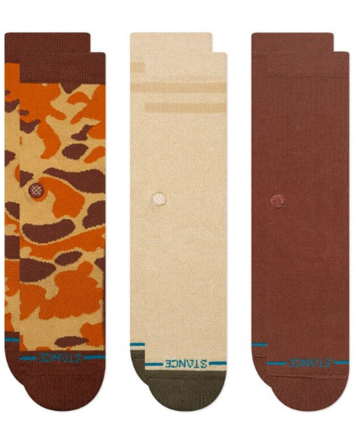 Image #1 - Stance Men's Camo Crew Sock - 3 Pack, Brown, hi-res