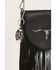 Image #1 - Shyanne Women's Cow Print Horseshoe Bag Charm, Black, hi-res