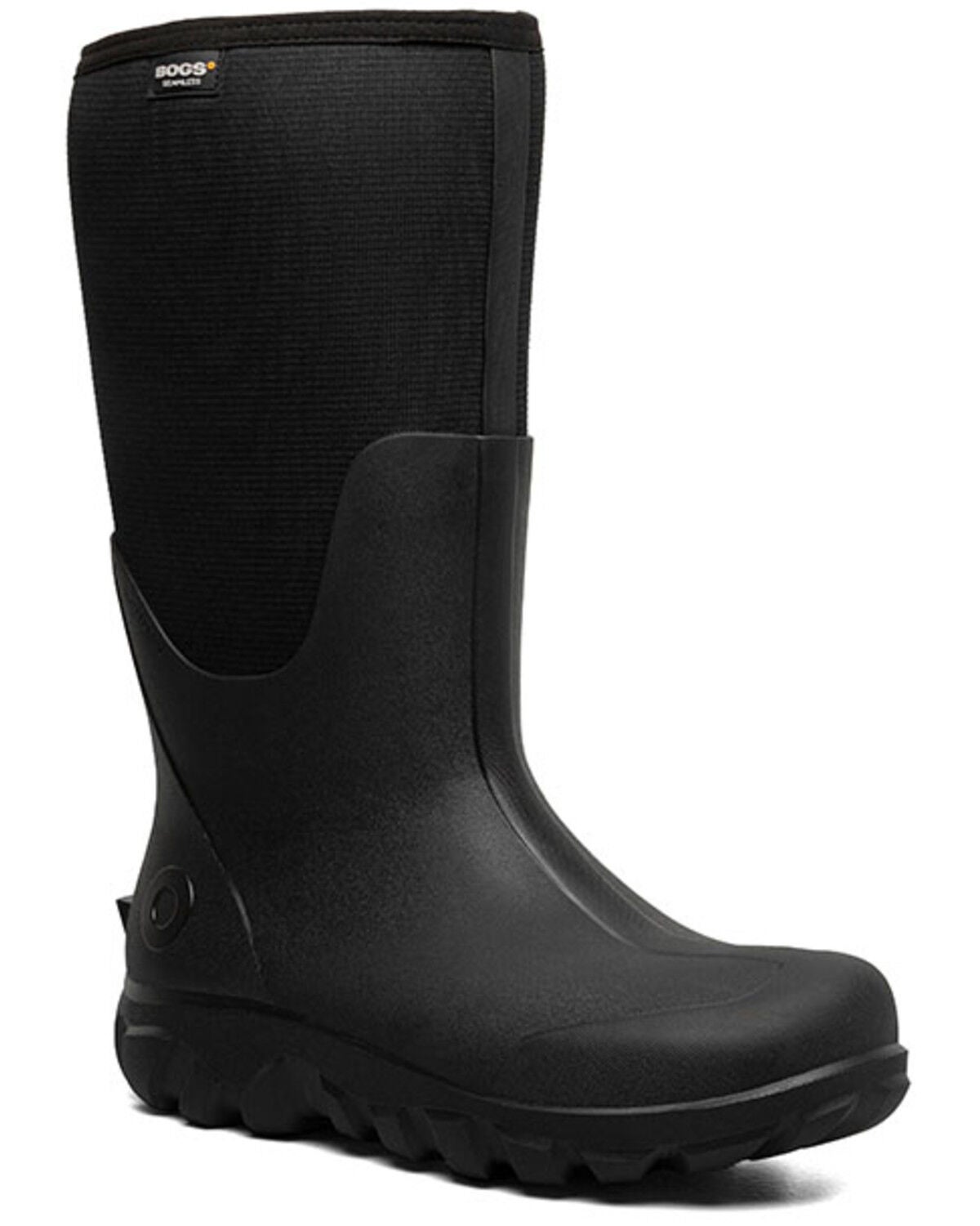Image #1 - Bogs Men's Classic Seamless Tall Waterproof Rubber Boots - Round Toe, Black, hi-res