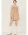 Wild Moss Women's Tie Front Faux Suede Dress, Chocolate, hi-res