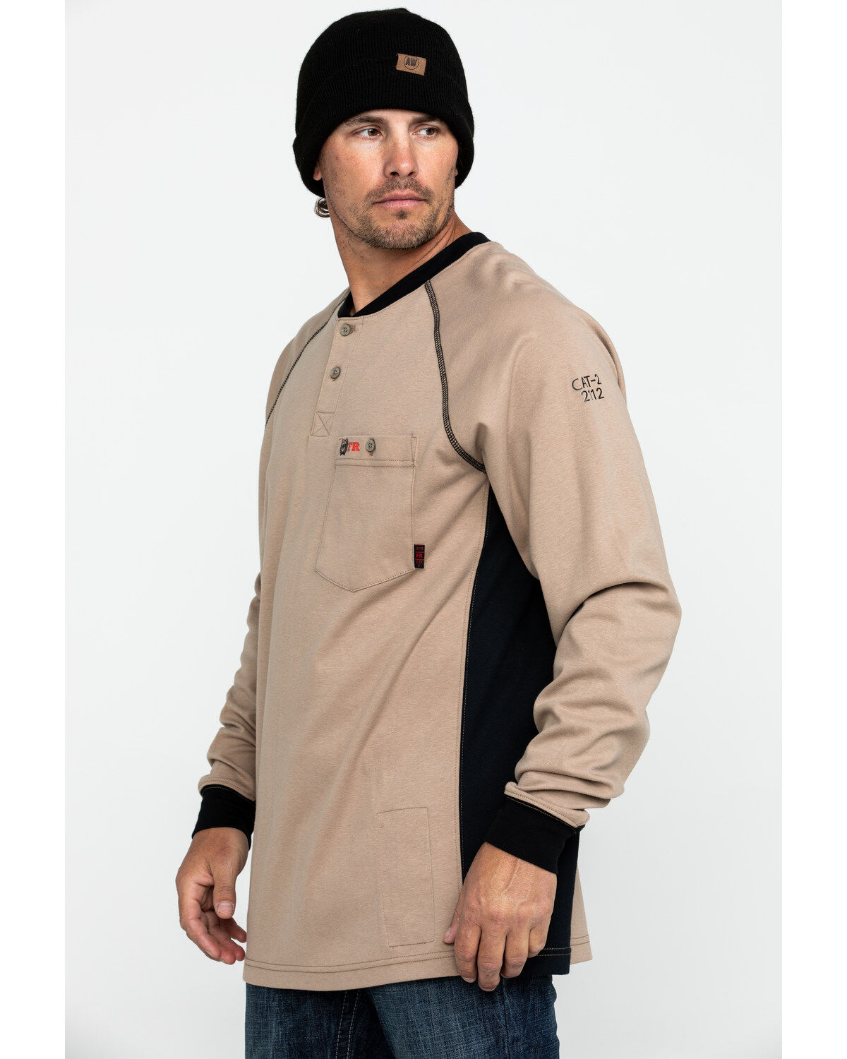 Image #3 - Cinch Men's FR Henley Long Sleeve Work T-Shirt, , hi-res