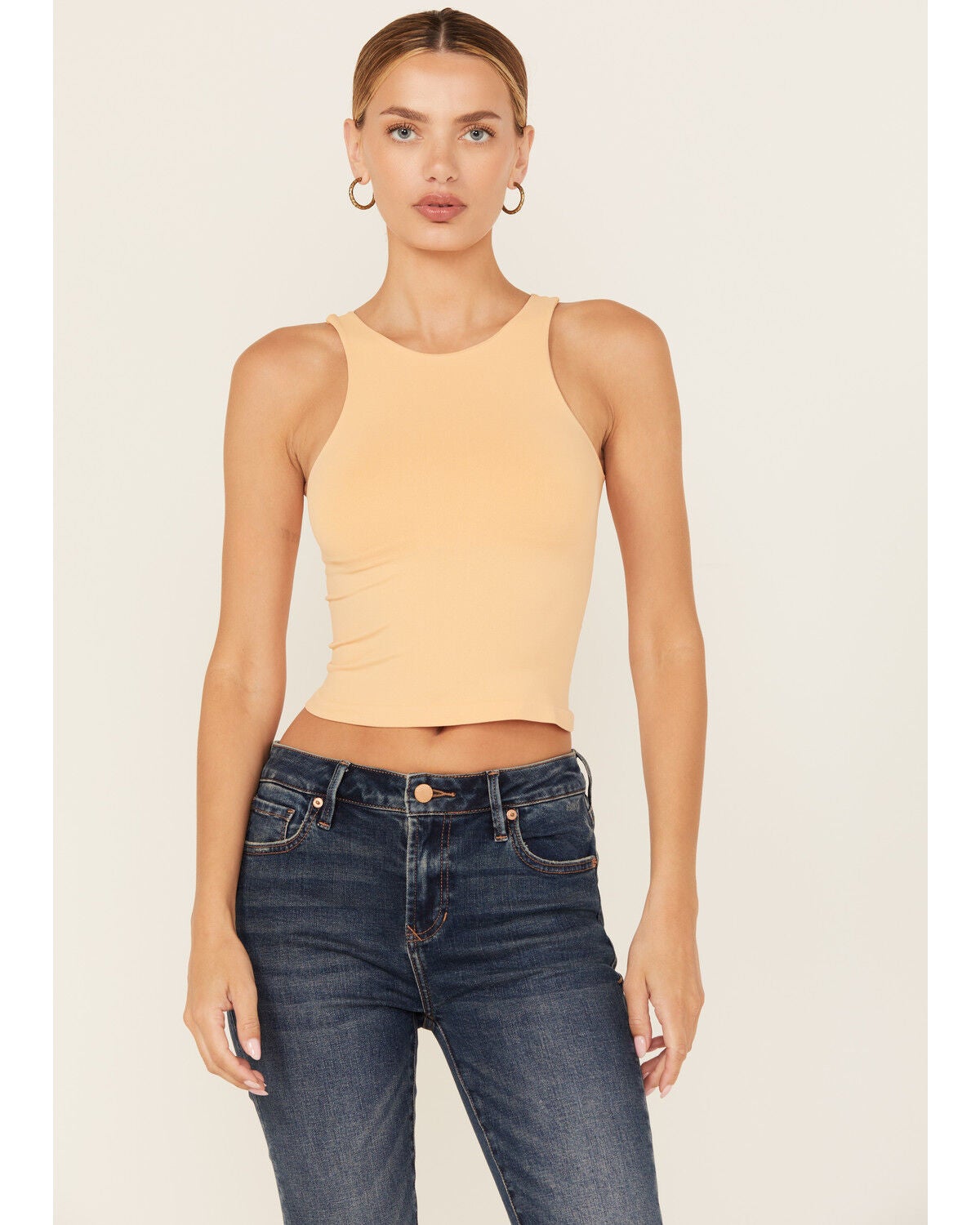 Free People Women's Clean Lines Sleeveless Cami, Orange, hi-res