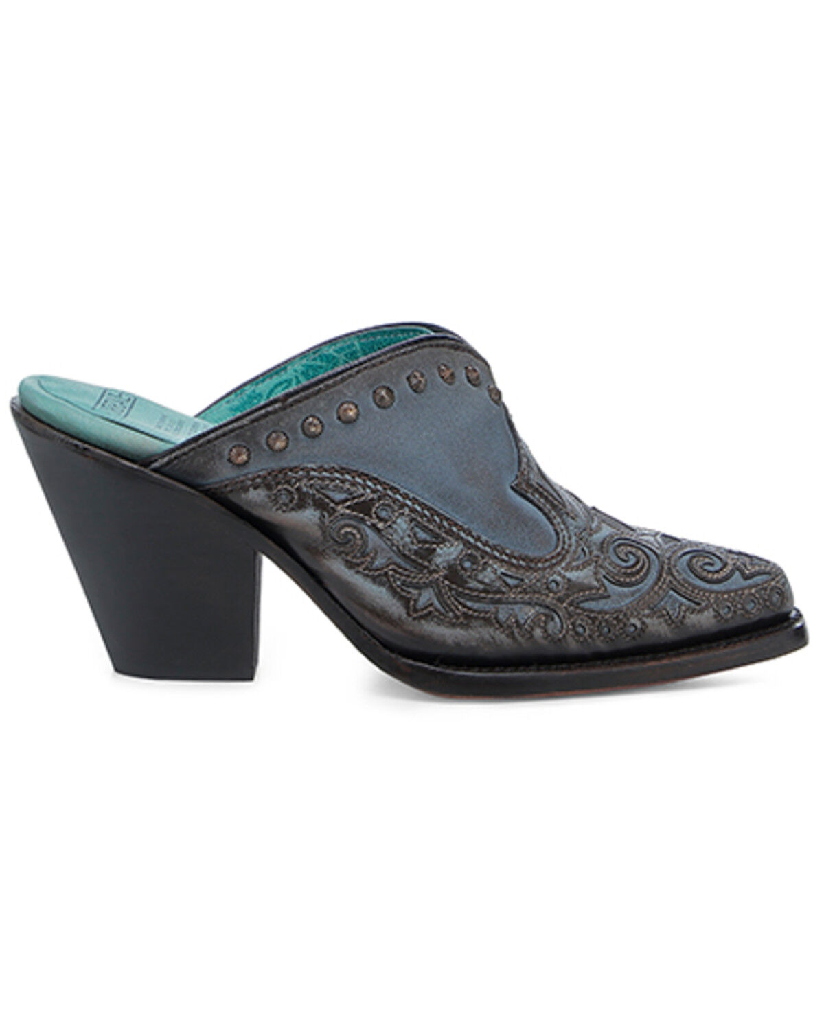 Image #2 - Corral Women's Inlay and Embroidered Mules, Blue, hi-res