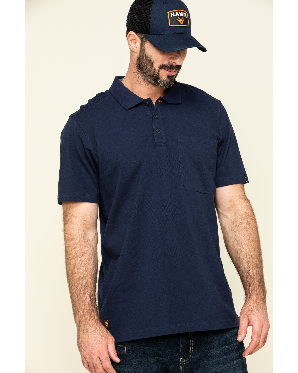 Image #1 - Hawx Men's Navy Miller Pique Short Sleeve Work Polo Shirt - Tall, , hi-res