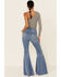 Image #2 - Free People Women's Love Letters Float On Flare Jeans, Blue, hi-res