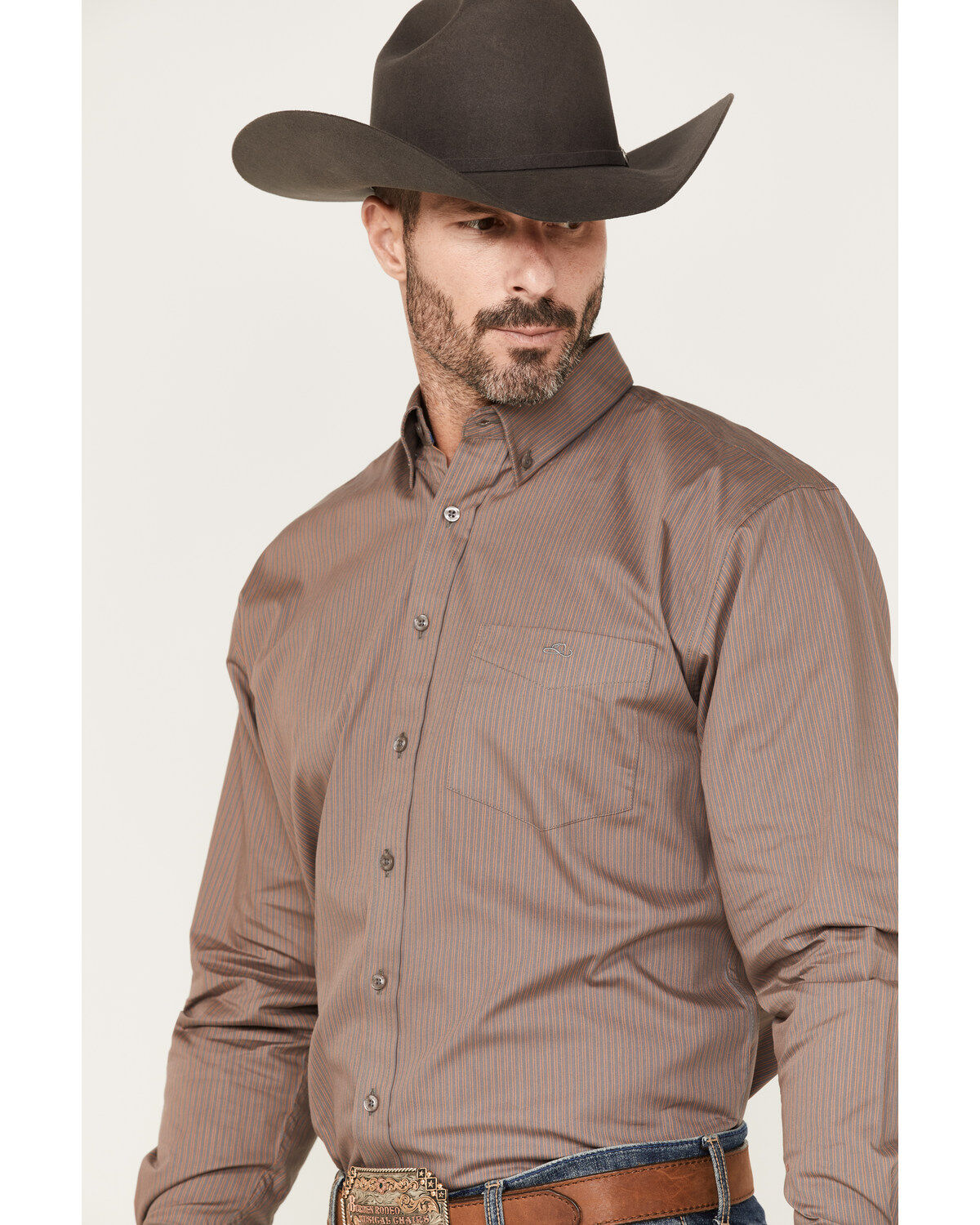 Image #2 - Resistol Men's Raddix Stripe Button Down Western Shirt, Grey, hi-res