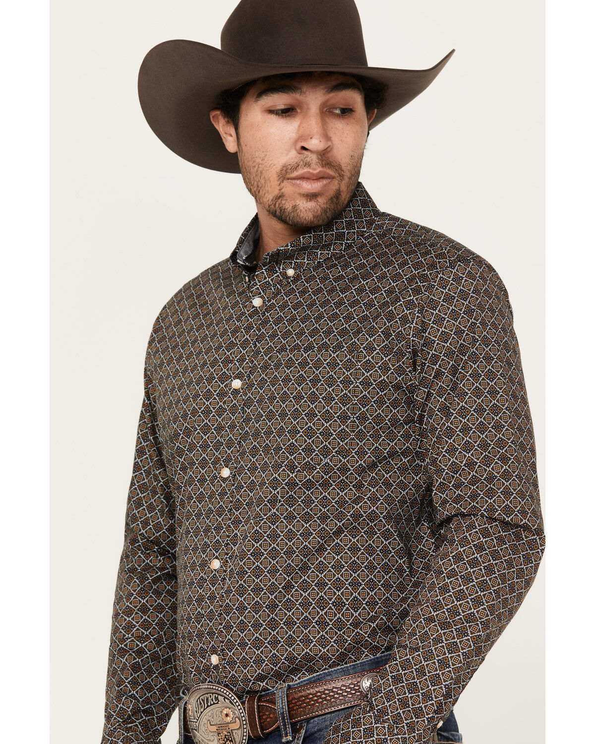 Image #2 - Cody James Men's Money Maker Print Long Sleeve Button Down Western Shirt - Big, Dark Brown, hi-res