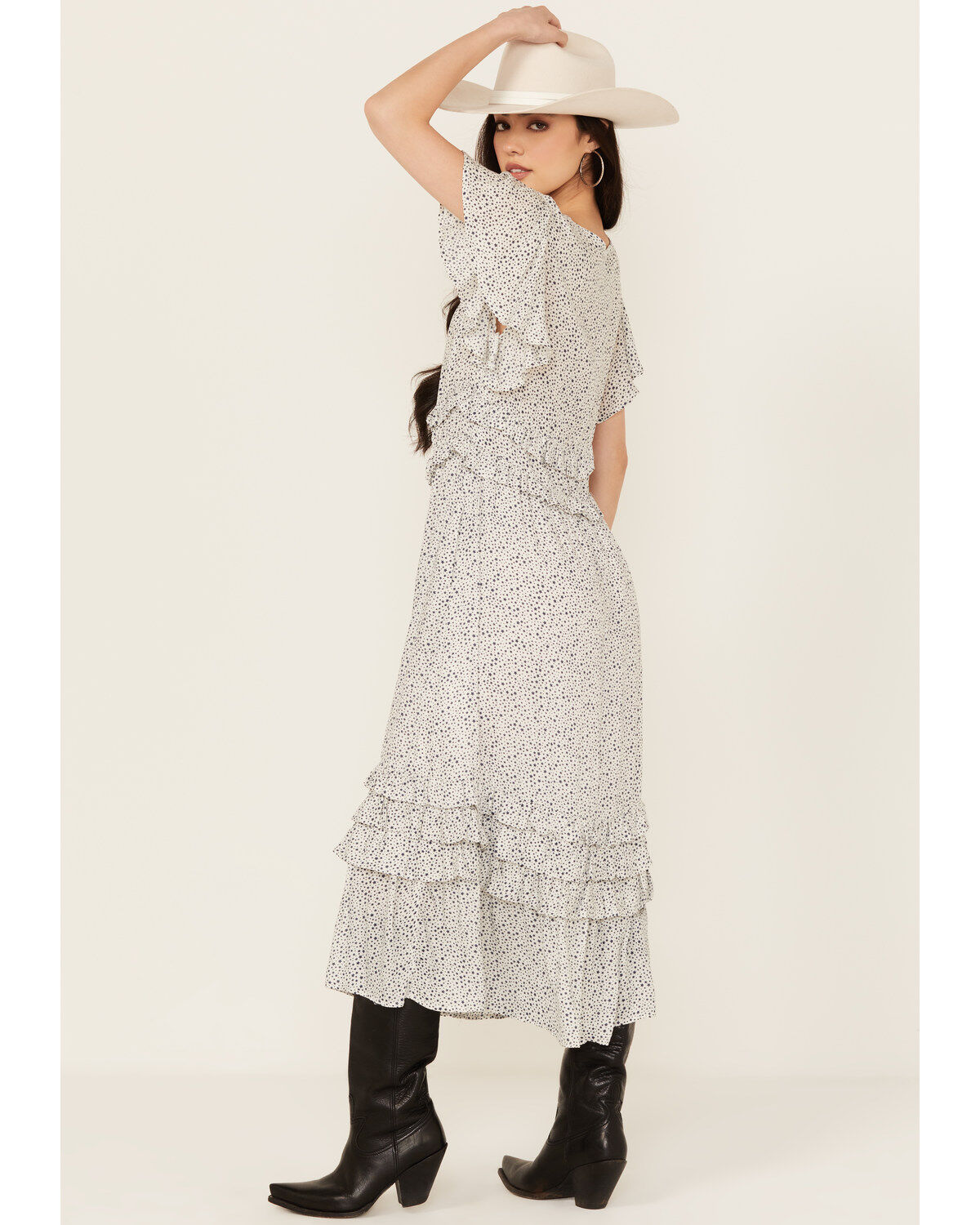 Image #4 - Stetson Women's Herringbone Midi Dress, White, hi-res