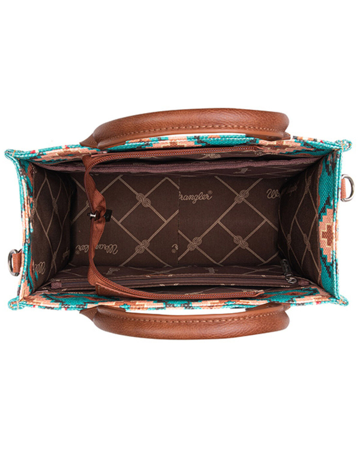 Image #3 - Wrangler Women's Southwestern Print Small Canvas Crossbody Bag, Turquoise, hi-res
