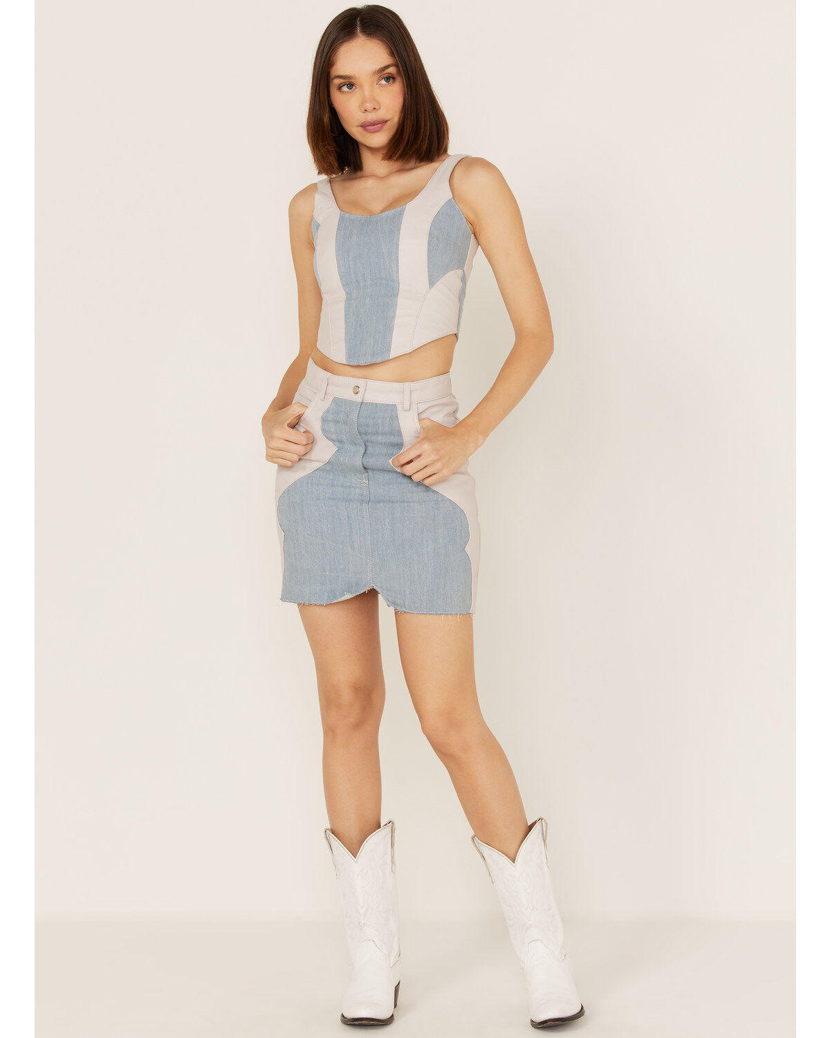 Image #3 - Understated Leather Women's Lil Mamma Denim Leather Bustier Top, , hi-res