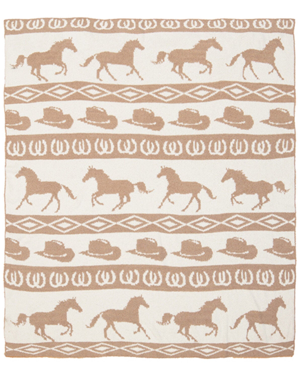 Image #1 - Carstens Home Wrangler Rodeo Stretchy Throw Blanket, Tan, hi-res