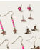 Shyanne Women's Disco Cowgirl Rhinestone Bead Earrings Set - 6-Piece, Pink, hi-res