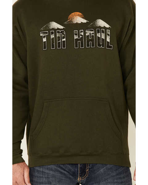 Image #3 - Tin Haul Men's Green Mountain Caps Logo Graphic Hooded Sweatshirt , Green, hi-res