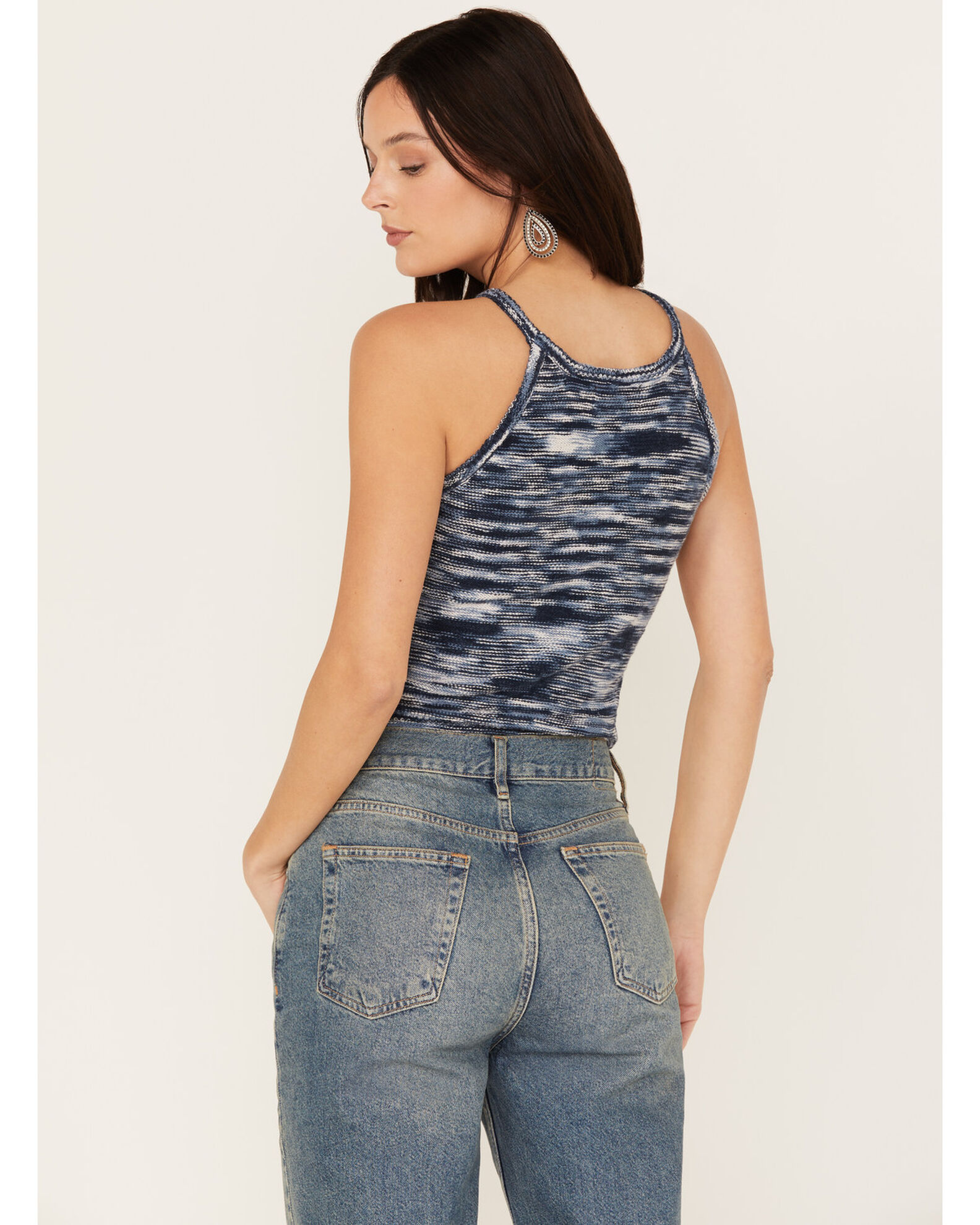 Image #4 - Shyanne Women's Marbled Yarn Sweater Tank, Dark Blue, hi-res