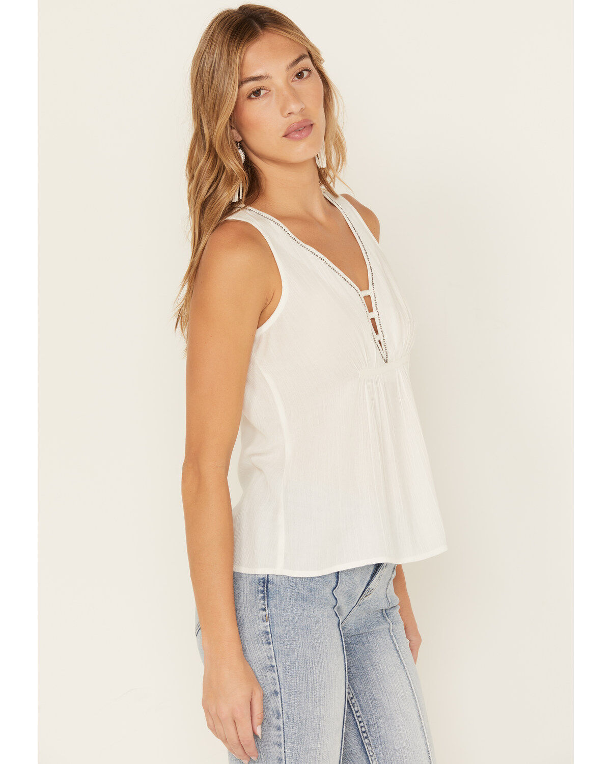 Image #2 - Idyllwind Women's Rowan Beaded Embellished Tank Top, White, hi-res