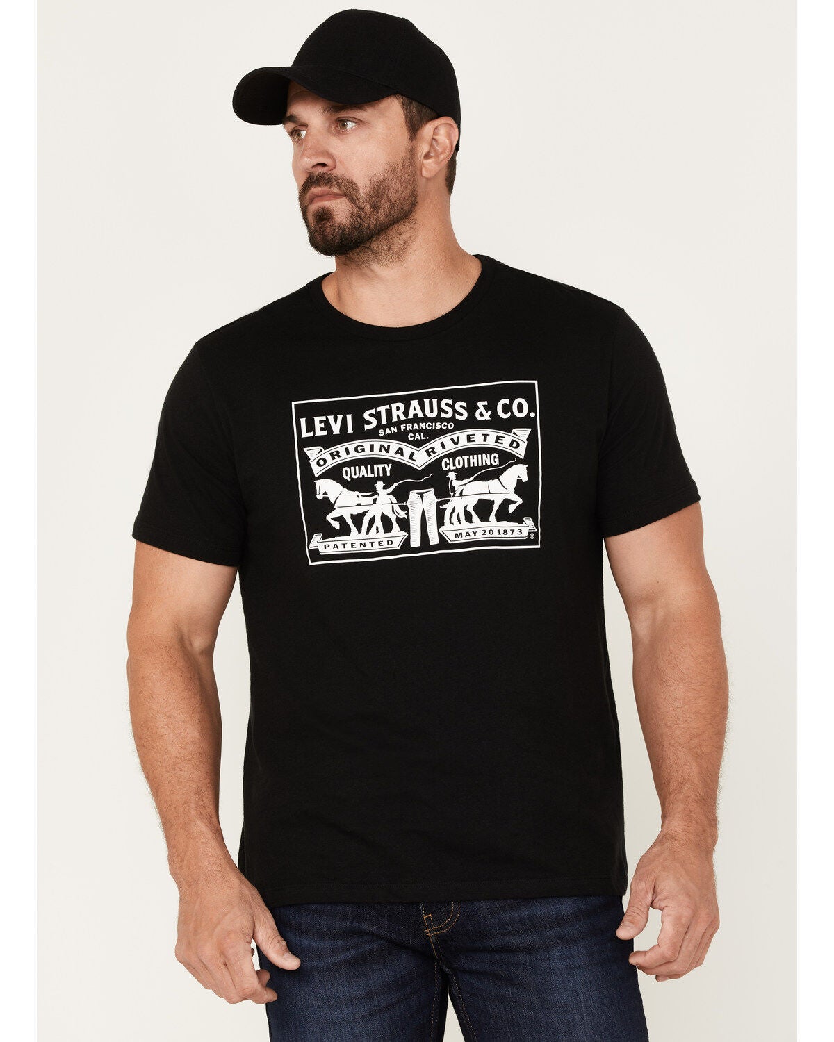 Levi's Men's Two Horse Graphic Short Sleeve T-Shirt, Black, hi-res